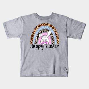 Happy Easter rainbow bunny butt Kids T-Shirt